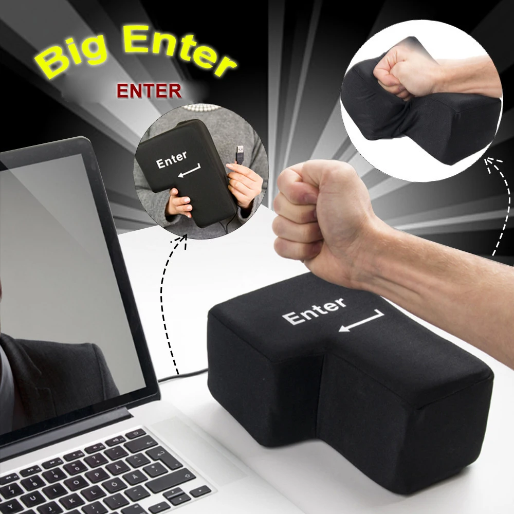 Anti-Stress Computer Huge Enter Key Big USB Keyboard Vent Button Pillow Desktop Stress Reliever Cushion USB Big Enter Key