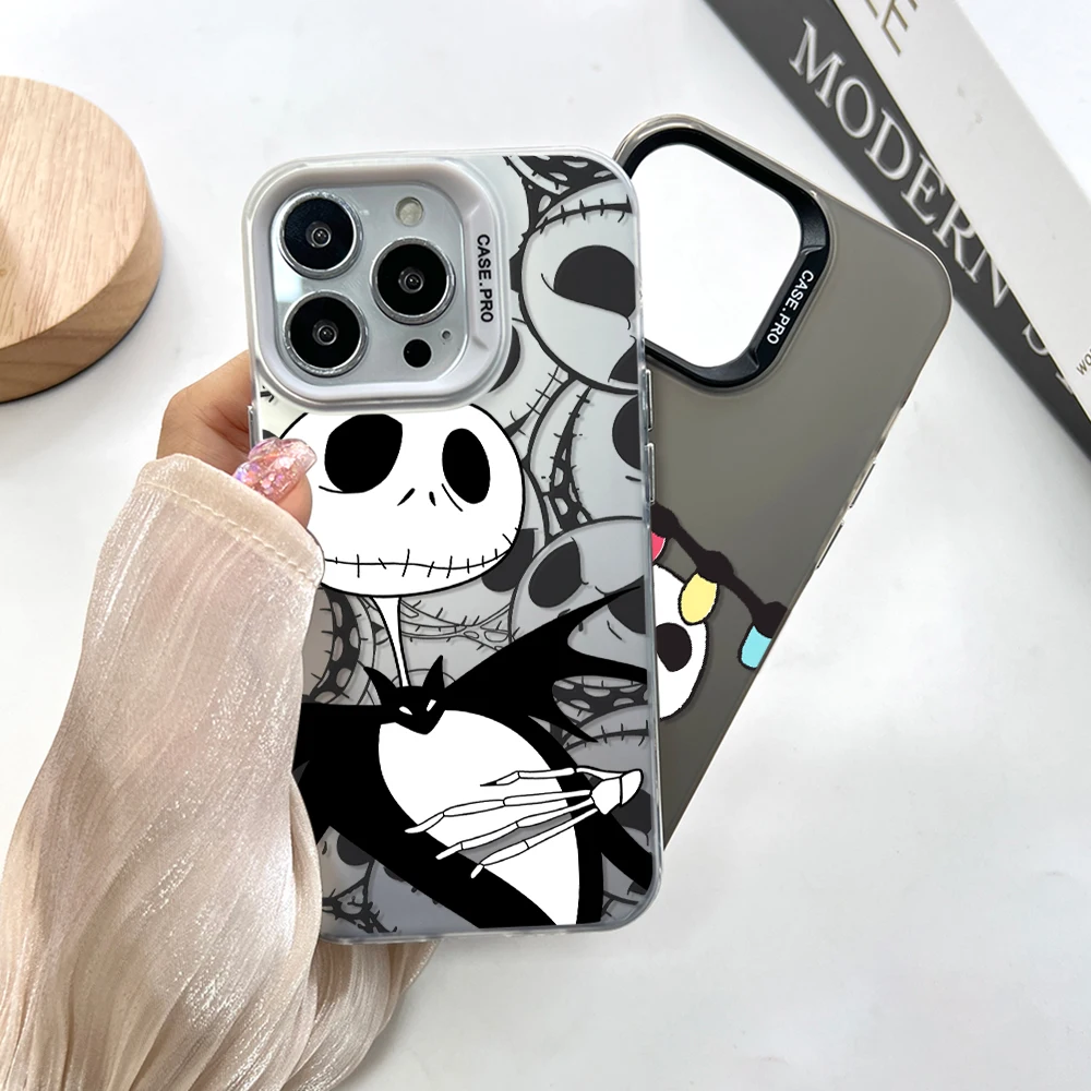 The Nightmare before Christmas Phone Case for IPhone 13 12 11 15 14 Pro Max Plus Creative Silver Plated Inside Hard TPU Cover