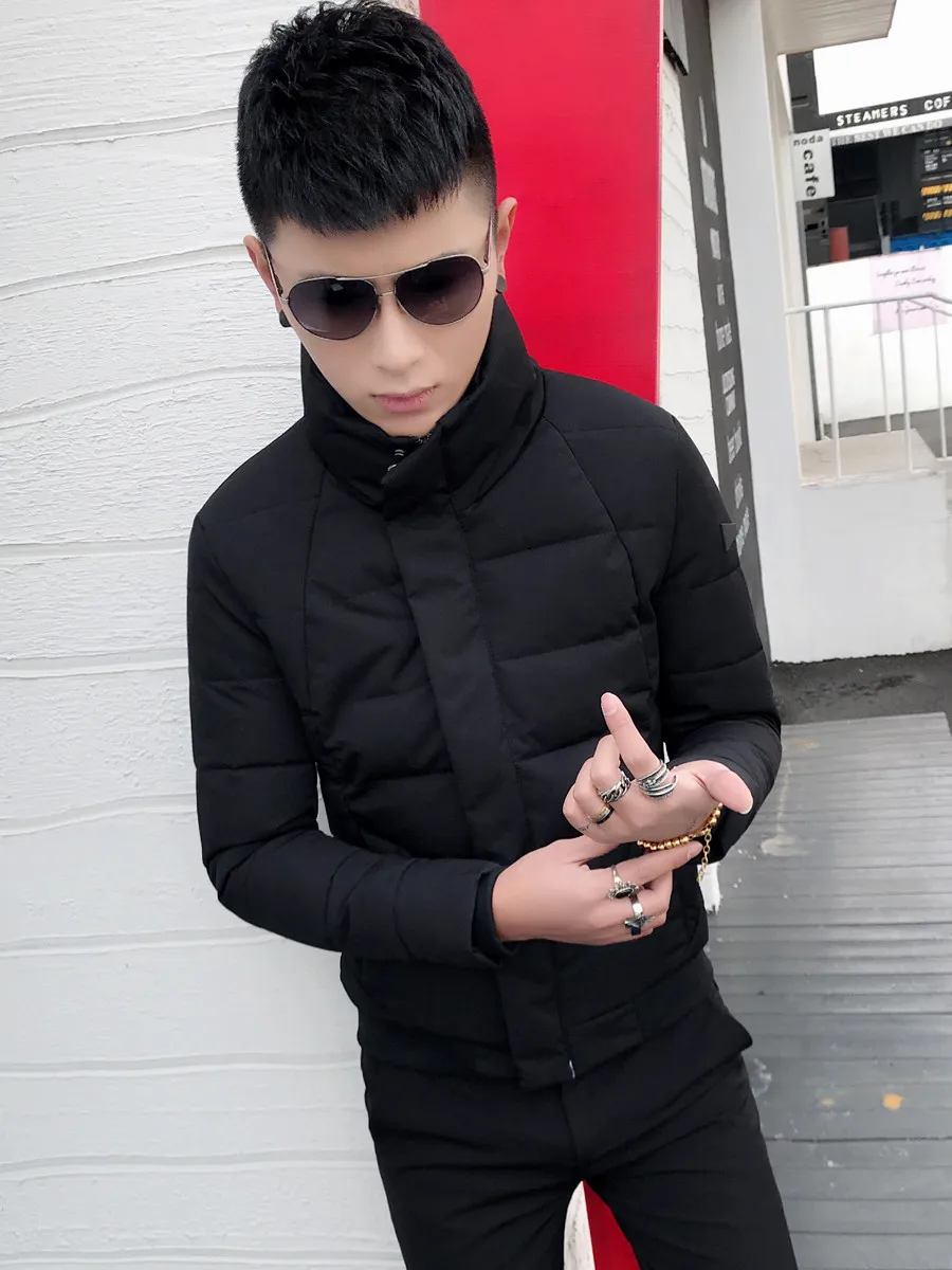 

Winter Youth Men's Slim Fit ort Cotton Jaet Korean Sle Small Size Casual Warm Thiened Zipper Closure Cotton Coat