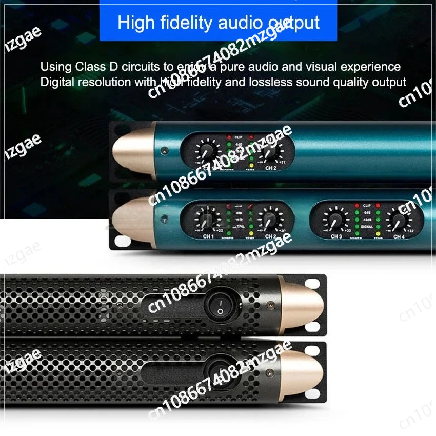 Professional 2/4 Channel 850W Digital Power Amplifier for Stage Performance, Outdoor Conference and Home Theater Audio