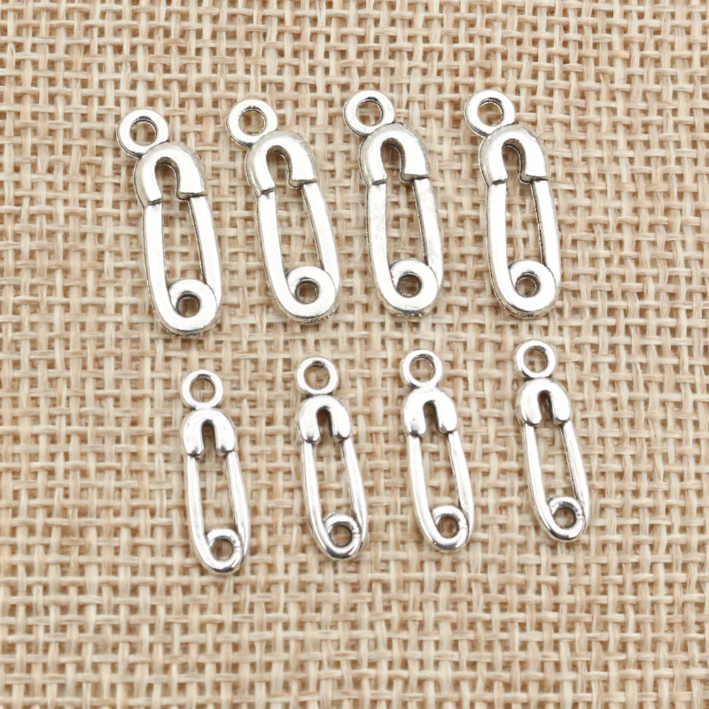 50pcs 19x6mm 16x5mm Antique Silver Plated Paper Clip Handmade Charms Pendant:DIY for bracelet necklace