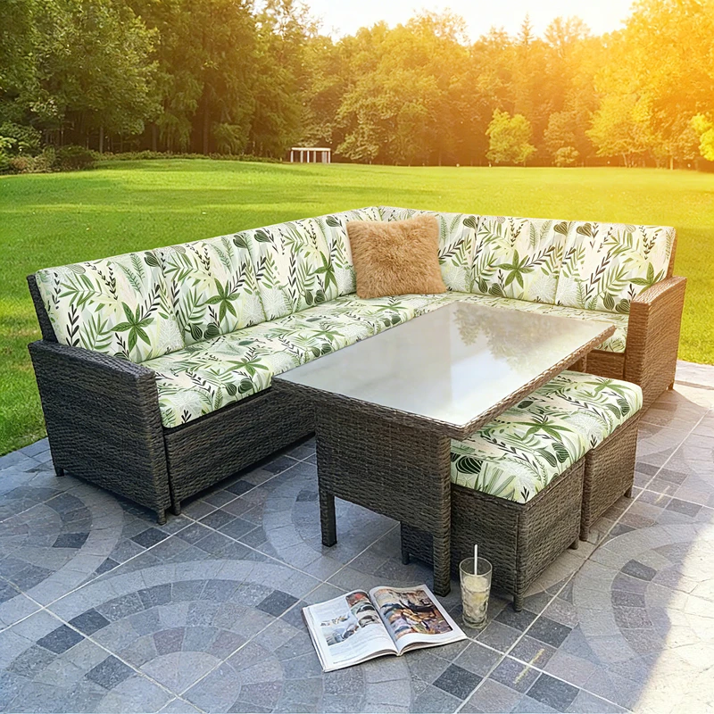 Outdoor Tropical Print Sofa Cushion Covers Tropical Rainforest Style Furniture Cover Elastic Stretch Couch Covers for Sectional