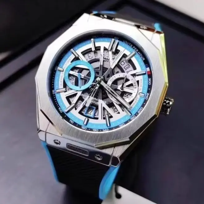 BONEST GATTI Men Automatic Watch 42.5mm Mechanical Wristwatch Waterproof Sapphire Luminous Skeleton Multi-Dial Month Week Date