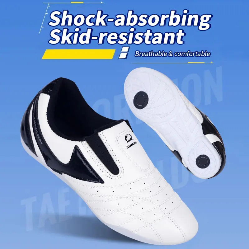 White Breathable Taekwondo Shoes Karate Kung Fu Wrestling Martial Arts Shoes Adults Child Non-slip Soft Oxford Soles Sneakers