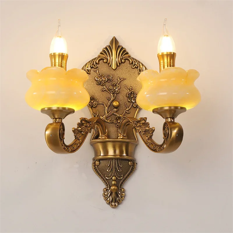 

European living room zinc alloy wall lamp jade bedroom bedside wall lamp villa hotel corridor corridor wall lamp wholesale