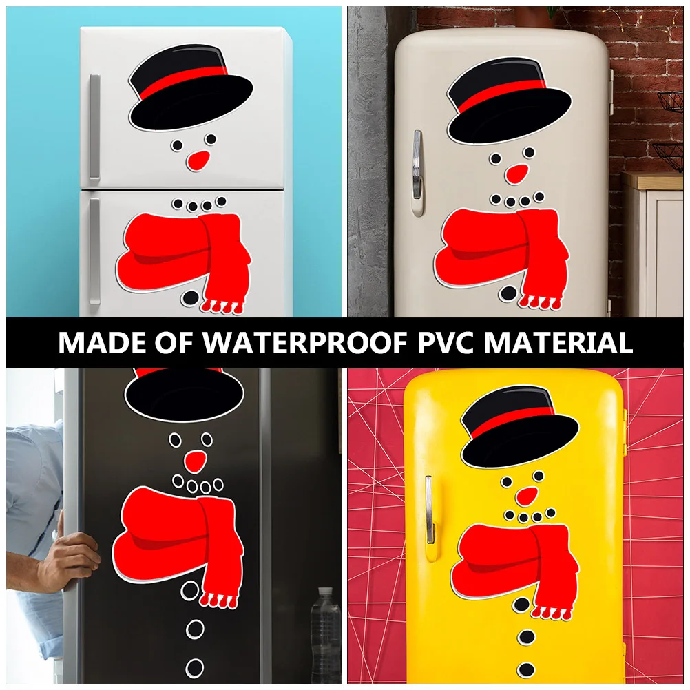 

Xmas Snowman Refrigerator Sticker Magnetic PVC Decal for Fridge Wall Air Condition Supermarket Coffee Holiday Party
