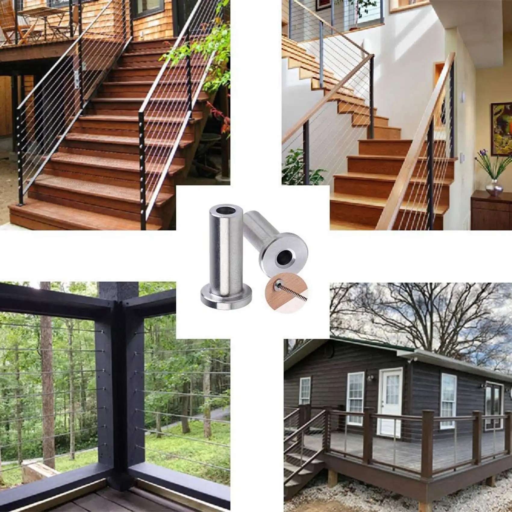 PERFECT MODERN 200 Pcs T316 Stainless Steel Protector Sleeves For 1/8Inch 5/32Inch 3/16Inch Cable Railing Kit,Wood Posts,DIY Bal