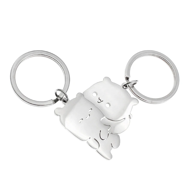 1 Pair Funny Unique Bear Fashion Cute Design Accessories Couple Valentine\'s Gift High Quality Keychain Funny Student Bag Pendant