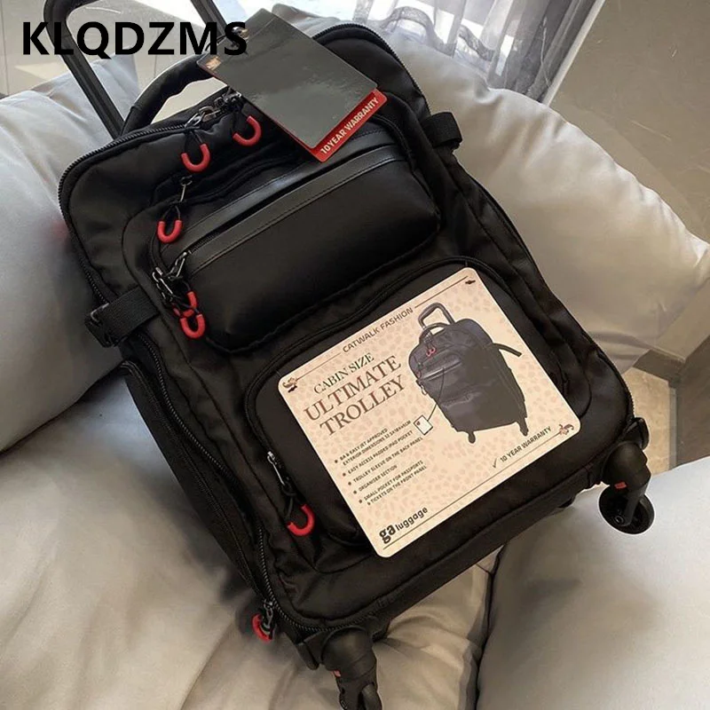 KLQDZMS 18"20"22 Inch Luggage Oxford Cloth Trolley Case Shoulder Bag Multifunctional Lightweight Boarding Box Rolling Suitcase