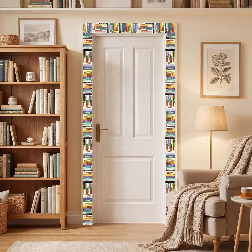 Self Adhesive Bulletin Board Border Waterproof Book Pattern Classroom Border Sticker Cuttable Roll 10m Decorative Wall Stickers