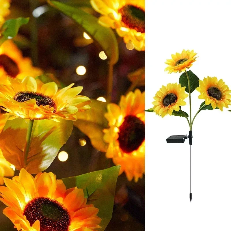 

LED Solar Sunflowers Rose Flower Light Home Decorative Flower Lights Garden Decoration Lawn Lamp Waterproof Landscape Rose Light