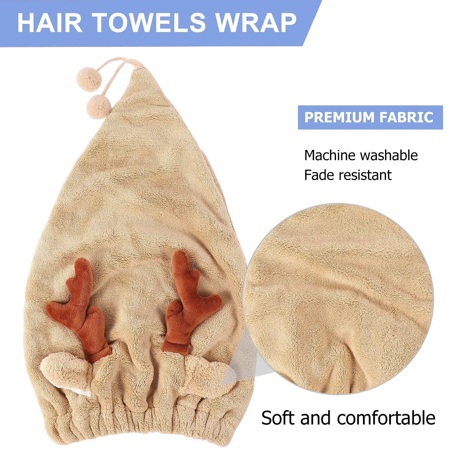 

Christmas Antler Cap Quick Dry Microfiber Hair Wraps Drying Head Towel Dry Hair Towel Shower Shower Caps Cap
