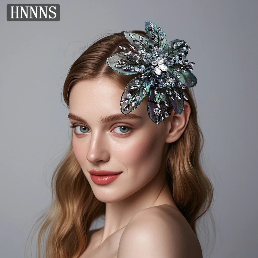 

TOPQUEEN Bridal Wedding Organza Flower Hair Clip Handmade Embellished With Rhinestones Exquisite Women's Banquet Headwear YXA178
