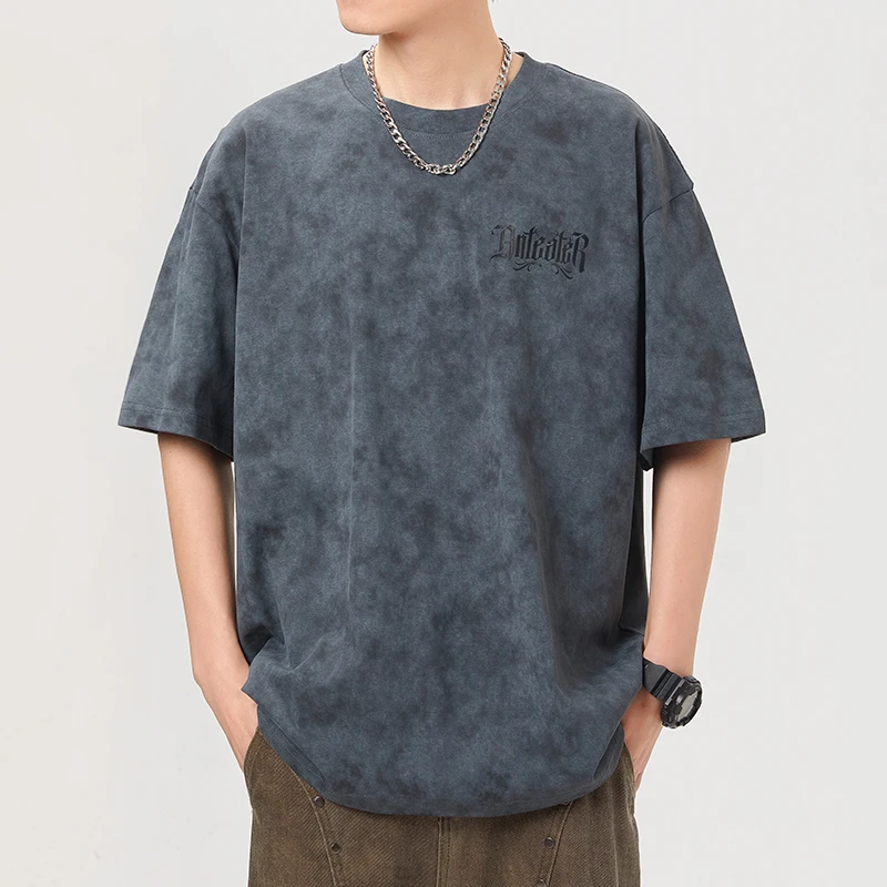 

Men's Korean-style hip-hop fashionable brand printed T-shirt 2024s ummer loose plus size fashion trendy casual street top