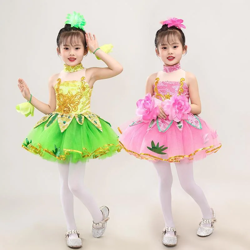 Children Ballet Tutu Skirt Jasmine Flower Dance Performance Costumes Kids Girls Ballroom Party Princess Dresses Choir Clothing