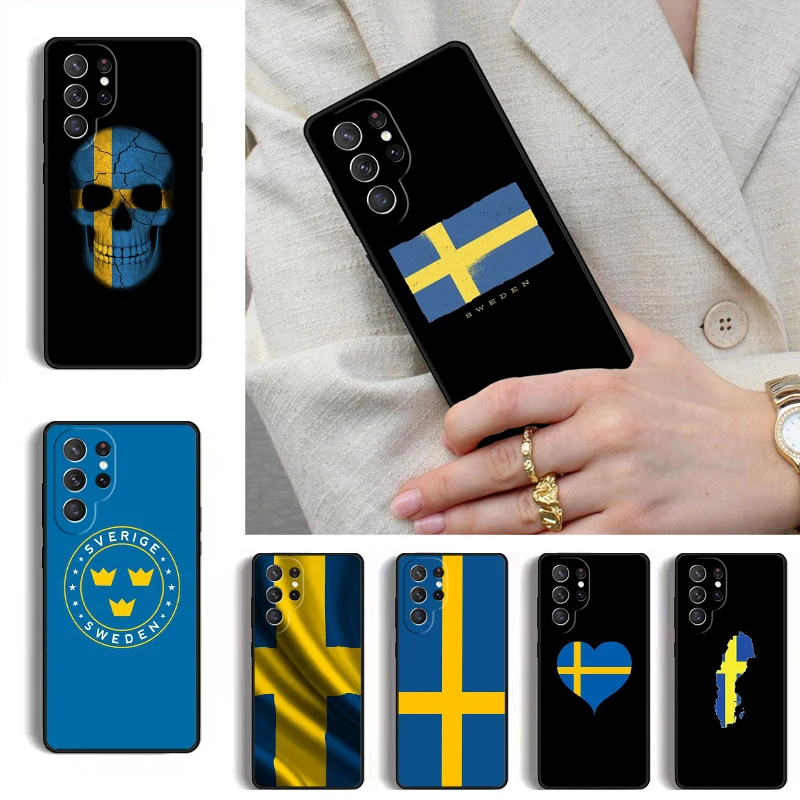Sweden Flag Phone Case for Samsung Galaxy S26 S25 Ultra S24 S23 S22 S21 Plus Note 10 Bumper Cover