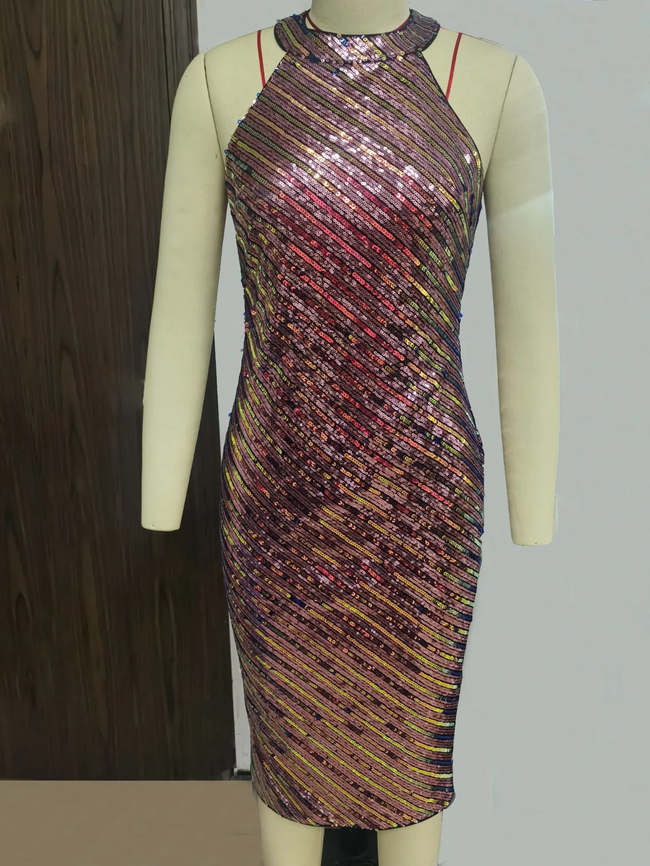 Sexy backless sequin summer dress women elegant bodycon midi prom evening party dresses woman luxury club birthday dress vestido