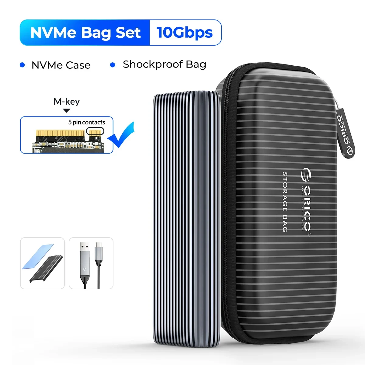 ORICO Aluminum NVMe M.2 SSD Enclosure 10Gbps USB-C