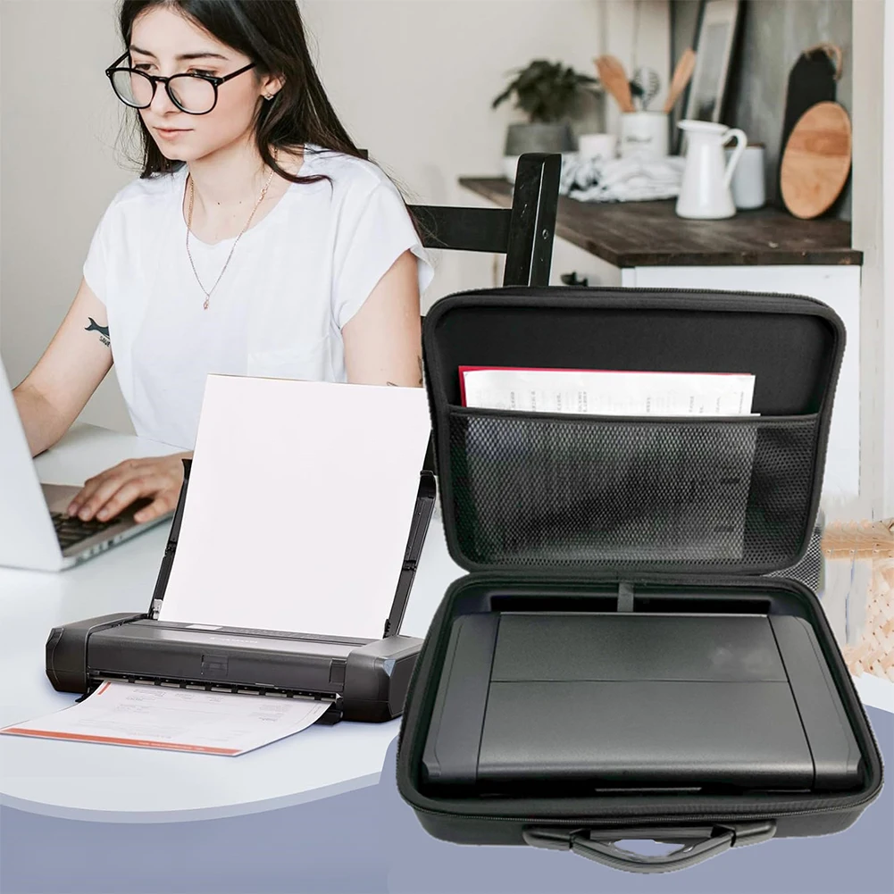 For Canon PIXMA TR160/TR150/iP110 Hard Travel Case with Mesh Bag Wireless Printer Case Anti-Scratch Portable Printer Storage Bag