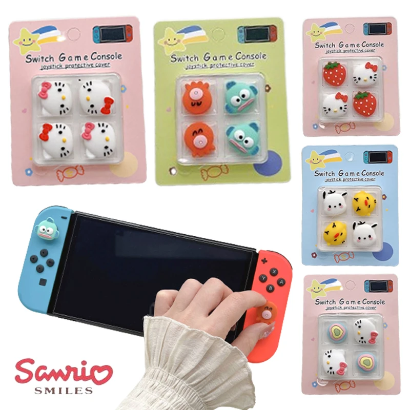 4pcs/set Sanrio Hello Kitty Joystick Cover Cartoon Anime Thumb Grip Caps for Nintendo Switch OLED Lite NS Silicone Accessories