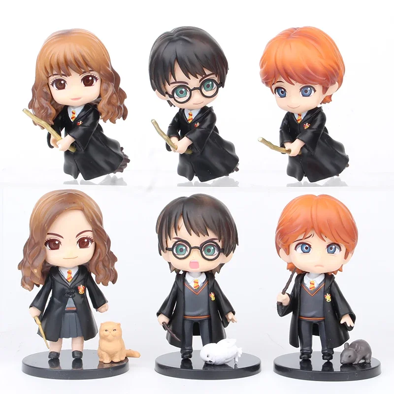 Harry Potters Figures Anime  Hermione Ron Q Version PVC Doll Toys Movies Car Cake Decoration Children Birthday Christmas Gift