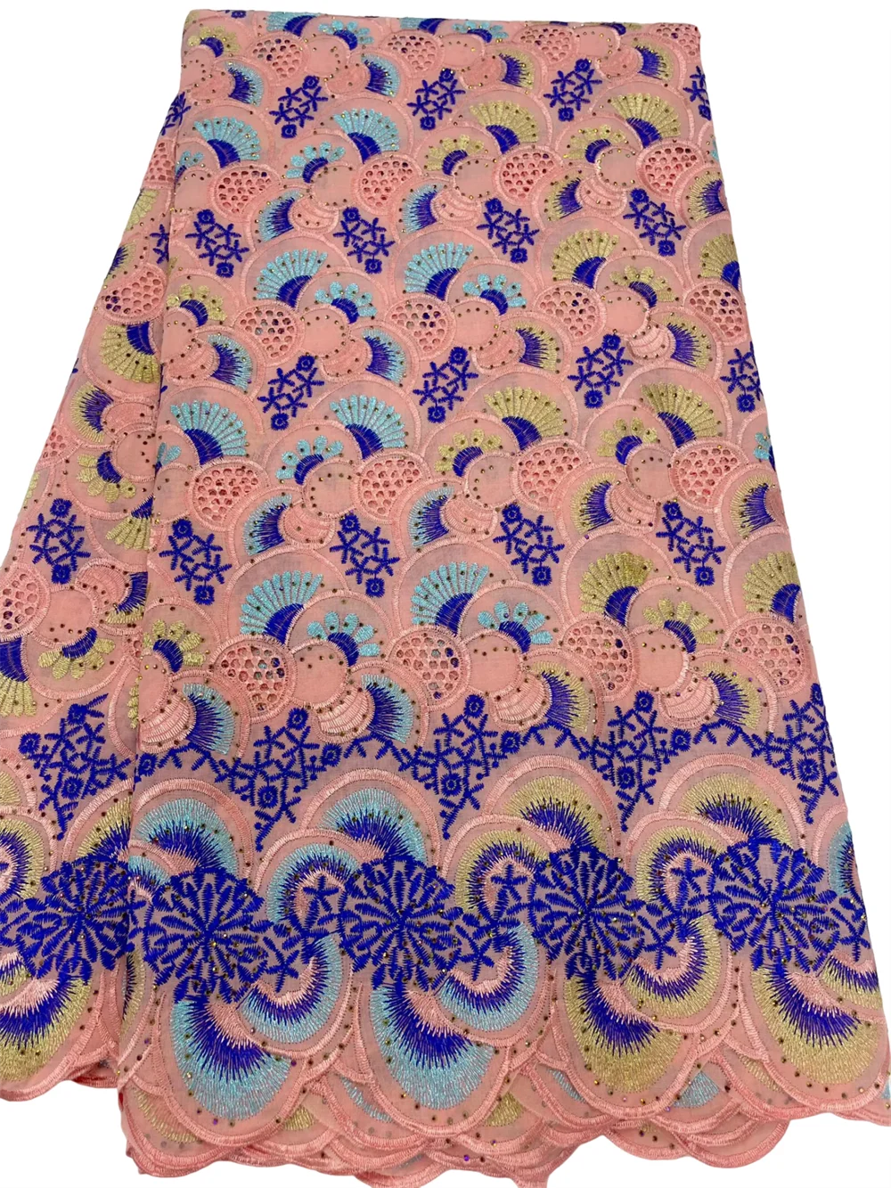 Goedkope Nigeriaanse stof, hoge kwaliteit, 2027, geborduurd, 100% katoen, 5 yards, Afrikaanse Zwitserse voilekant, elegante jurk voor dames.