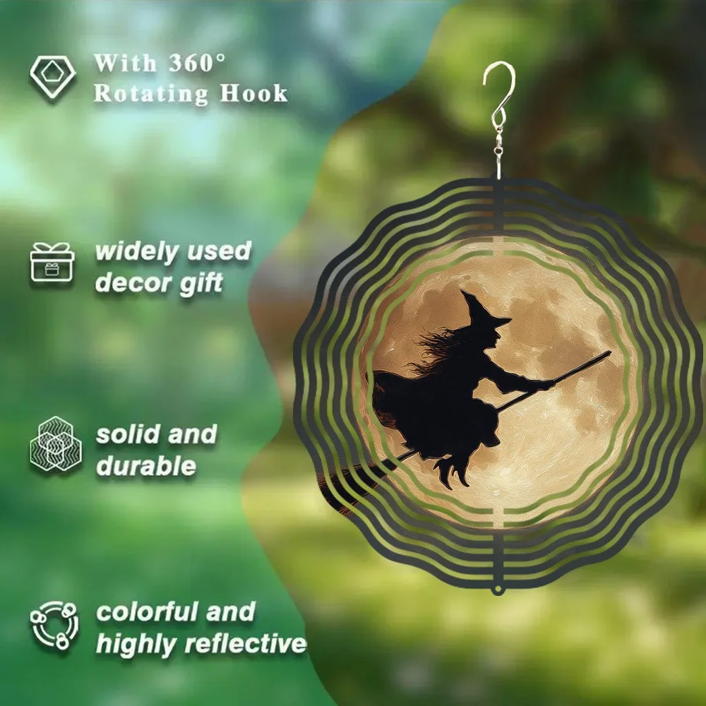 CIFBUY Wind Chime 3D Metal Wind Spinner Shiny Kaleidoscope 360° Rotating Hook Garden Yard Patio Outdoor Decor Ornament