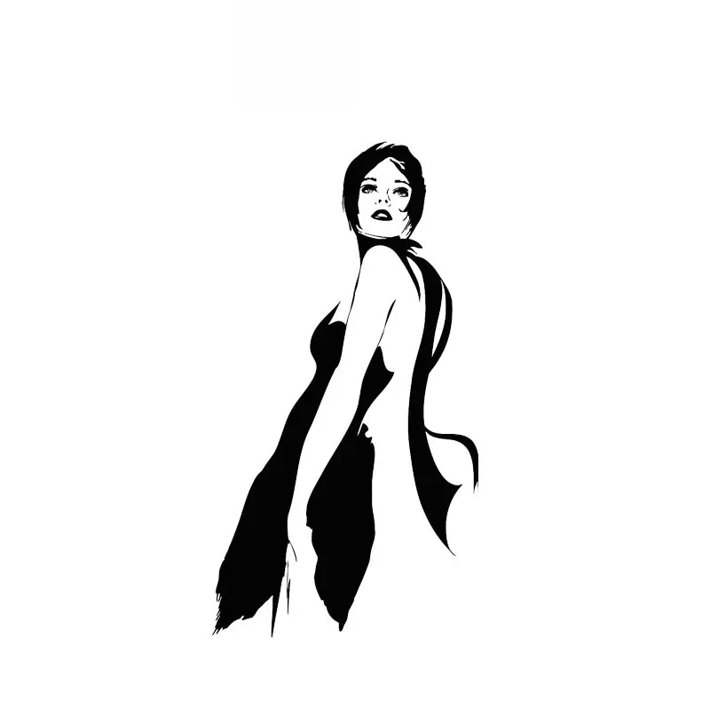 

Car Stickers Elegant and Kind Girl Exquisite PVC Car Decoration Stickers Waterproof Cover Scratch Black/white, 14cm*7cm