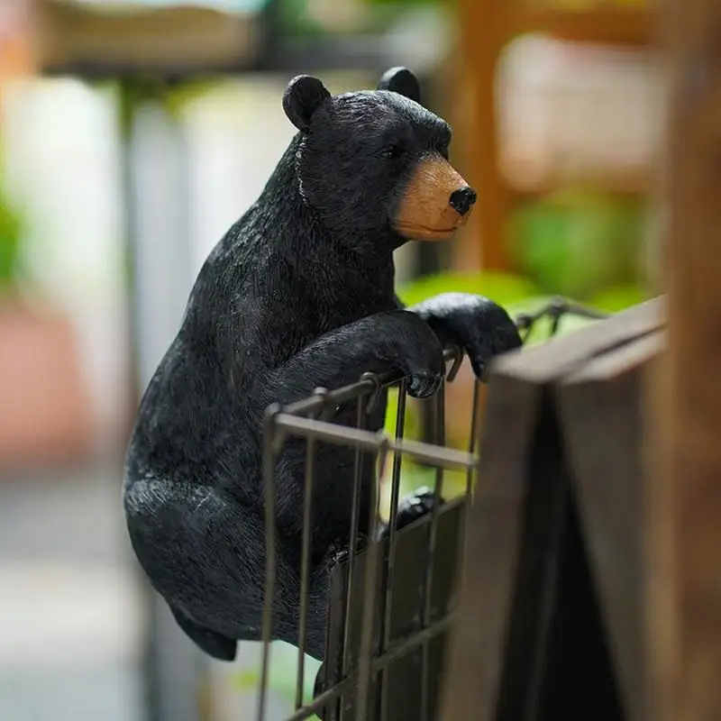 

1Pc Garden Black Bear Statue Outdoor Decor for Fall Winter Patio Lawn Yard Housewarming Gift