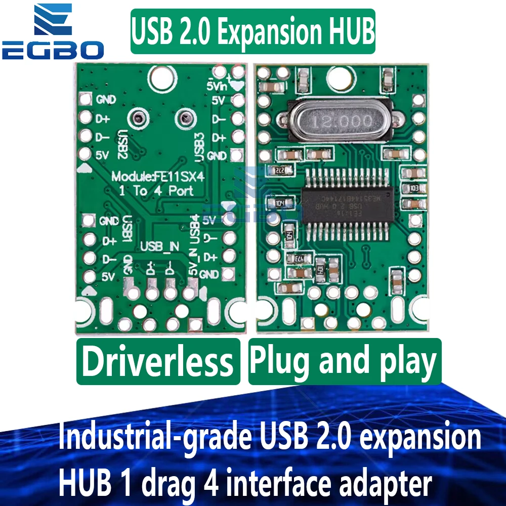 1~5PCS EGBO Industrial-grade USB 2.0 expansion module HUB 1 drag 4 interface adapter development board drive