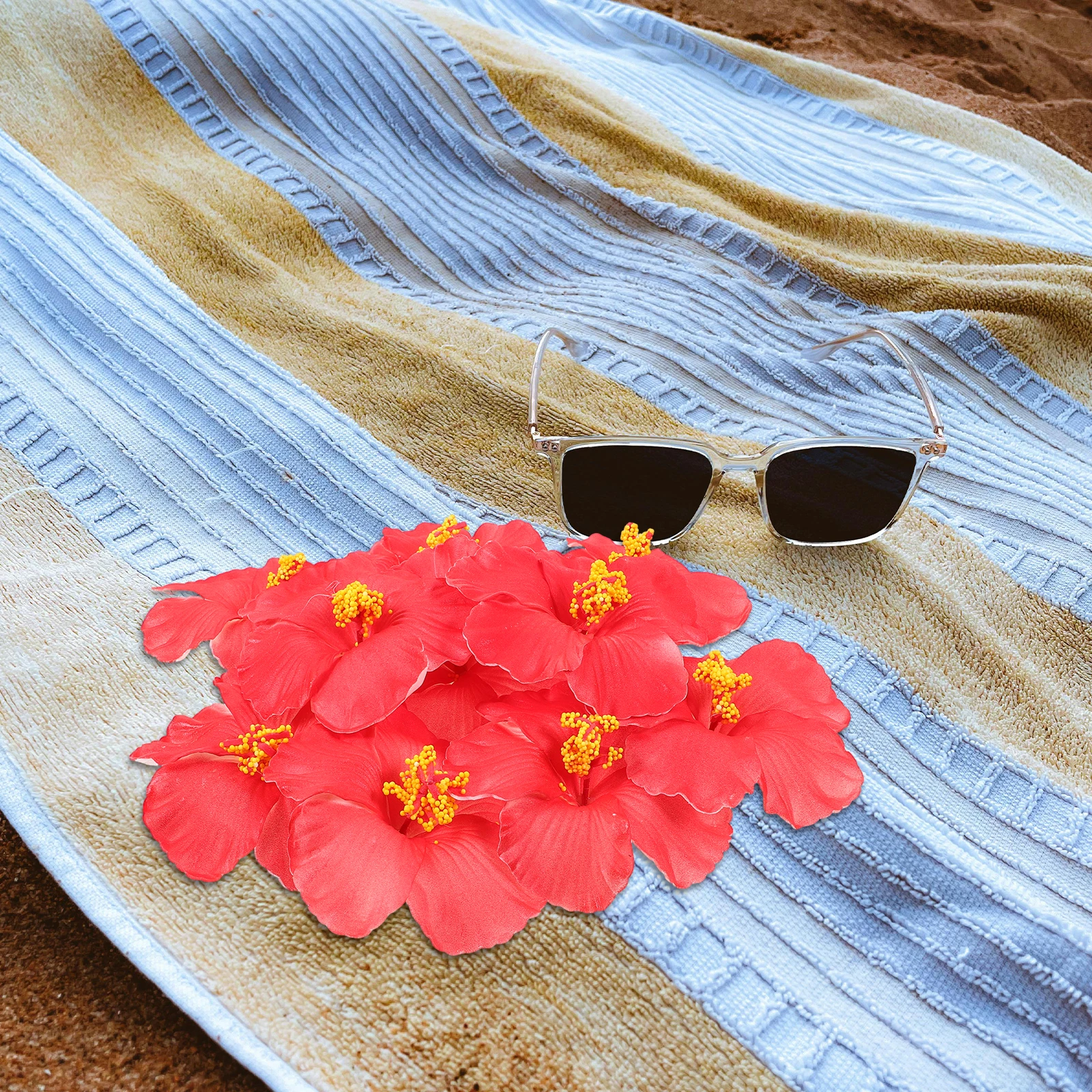 

10 Pcs Faux Hibiscus Flowers Artificial Decoration Hawaii Chic Fake Luau Banquet Tropical Simulation