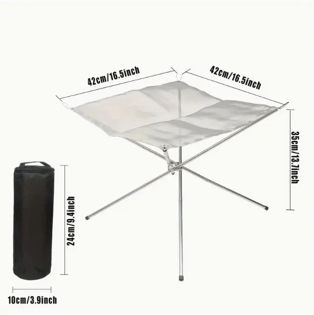 Outdoor Folding Bonfire Stand Portable High Temperature Resistant Firewood Stand Fireproof Bonfire Frame Outdoor Accessories