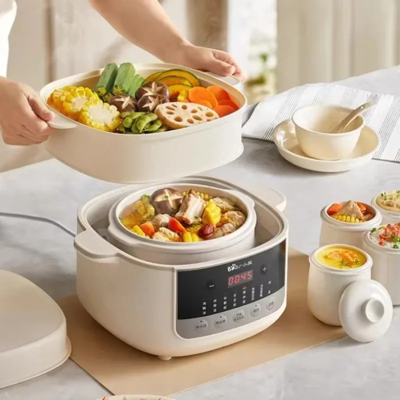 وعاء الحساء الكهربائي المنزلي من السيراميك، وعاء الحساء المائي، حساء عش الطيور، عصيدة أوتوماتيكية صغيرة