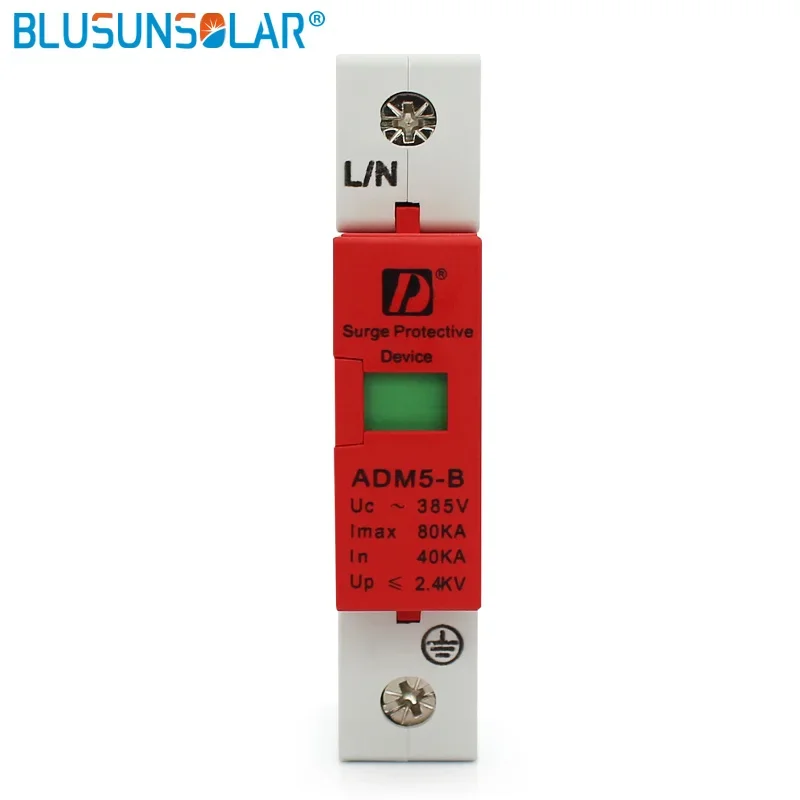 

BLUSUNSOLAR 10 Pieces / Lot Household Standard 1P 40KA 80KA 380V AC SPD Anti-lightning Surge Protective Device Used To Din Rail