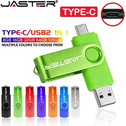 Type C USB 2.0 Flash Drives 128GB Metal 2 in 1 Pen drive 64GB Multifuncional Memory stick with chain 32GB U disk for smart phone