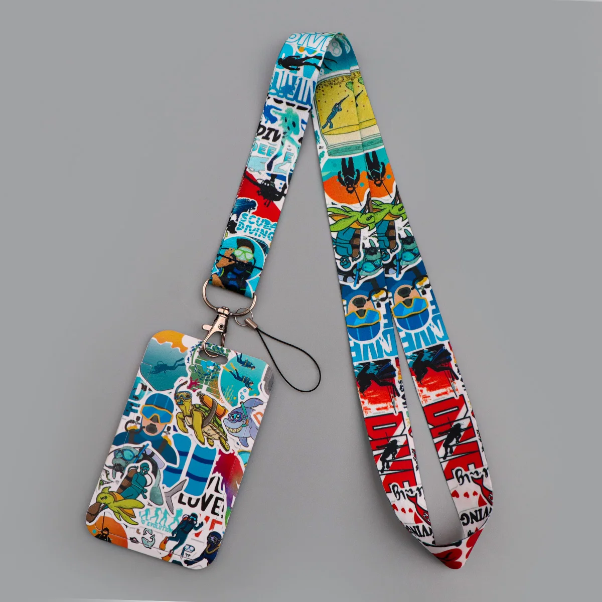 Scuba Diving & Ocean Lanyard Students ID Card Badge Holder Hanging Rope Neck Strap Keychain Keyring Accessories Gifts