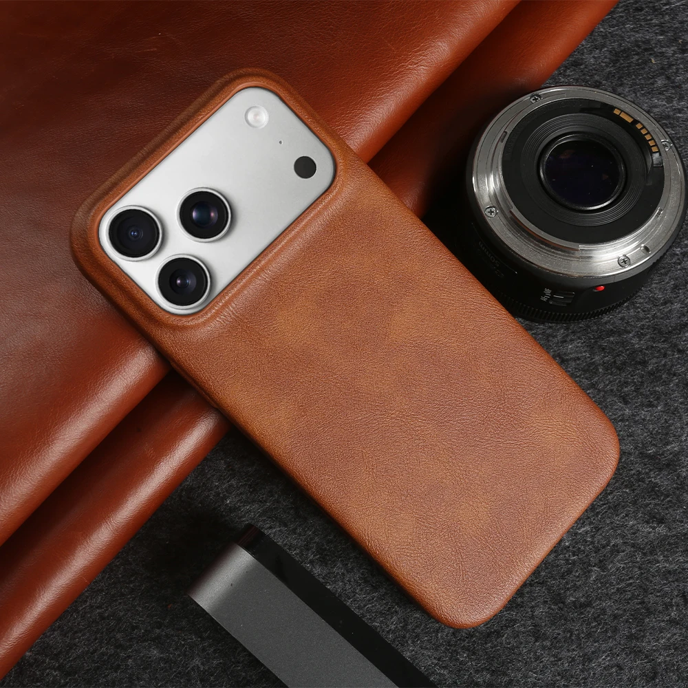 Premium Calfskin Leather Phone Case For iphone 18 17 16 15 Pro Max 18Pro 17Pro 16Pro 15Pro Max Back Cover Cases Coque Funda Para