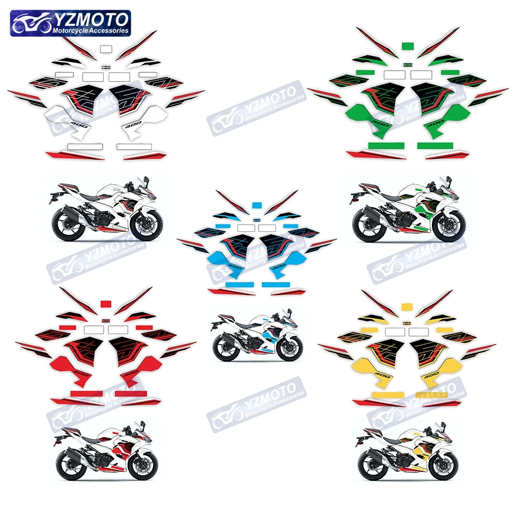 

For NINJA400 2018 2019 2020 2021 2022 2023 Motorcycle Sticker Racing Full Car Motorbike Fairing Reflective Decal Stickers Kit