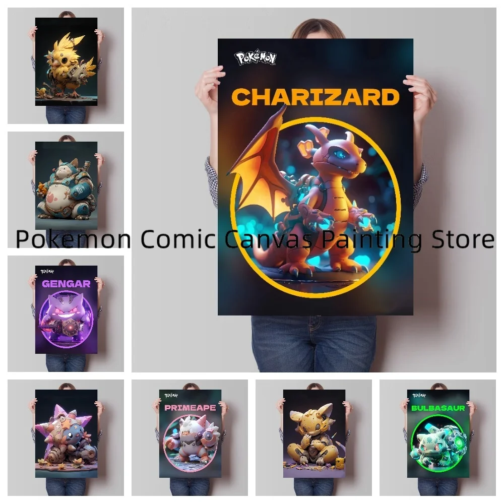 

Japanese Anime Pokemon Colorful Creativity Artwork Canvas Wall Stickers Stickers and Posters Bedroom Home Decoration Accessories