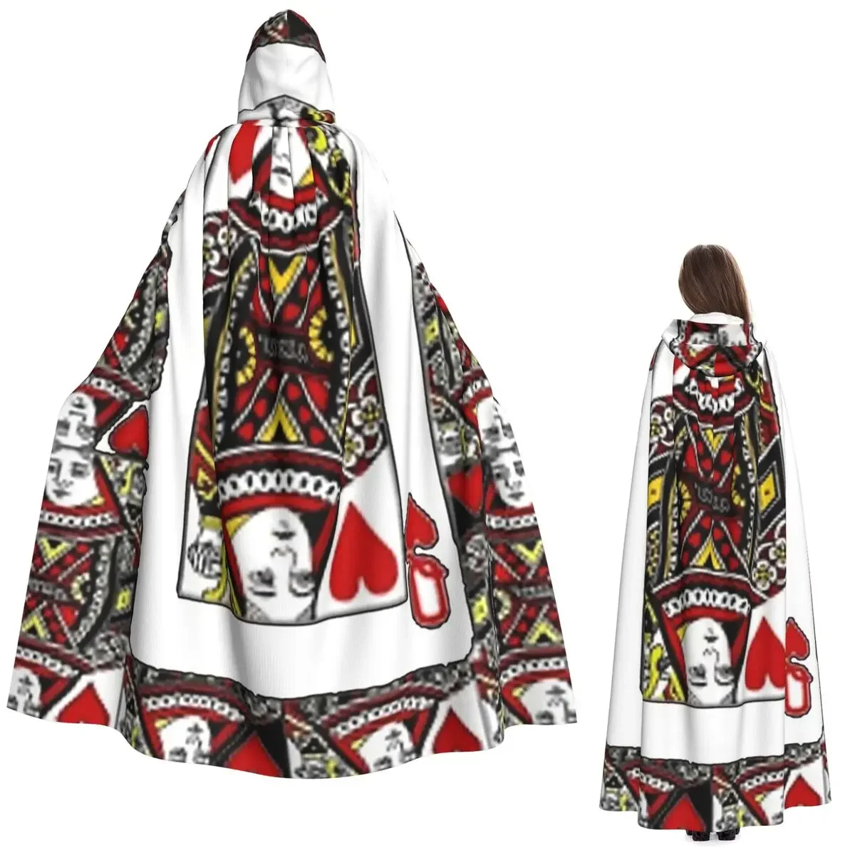 

Казино Красная Королева Сердец Узор Белый Искусство Длинный Плащ С Капюшоном Ведьма Средневековый Костюм Косплей Накидка ХэллоуинПальто Для Взрослых Унисекс