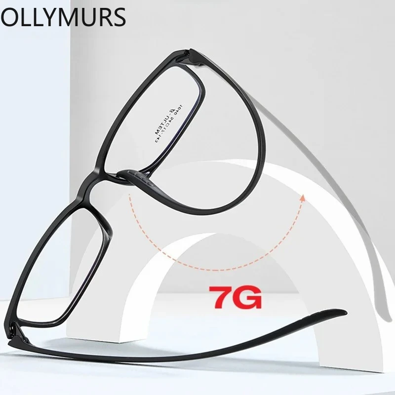 

OLLYMURS, новинка 2025 года, мужские деловые очки в стиле ретро, квадратные TR90, титановые очки для близорукости, оптические очки по рецепту, оправа для мужчин 1