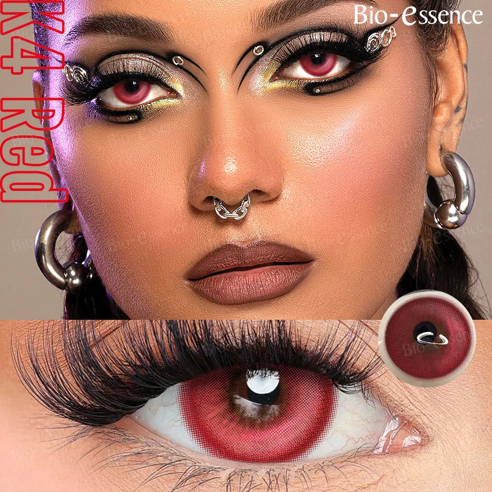 Bio-essence Contactlenzen 2 STKS Gekleurde Contactlenzen Cosplay Rode Lenzen 1 Jaar Mode Kleur Schoonheid Lenzen Feest Leuke Ooglens