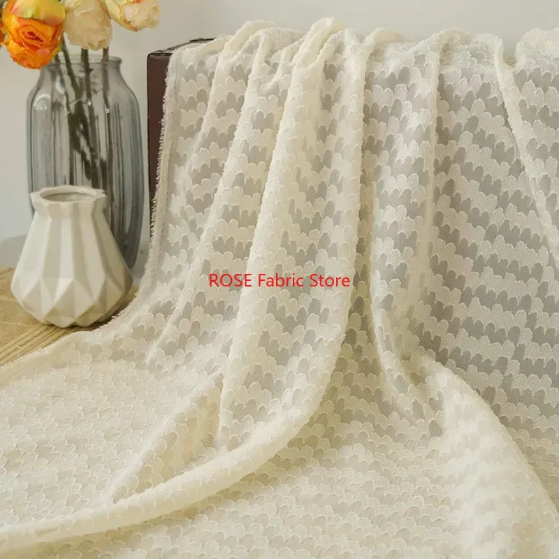 フラワージャカードシフォン生地ソフトエアリーチュール生地サマードレス、職業ドレス、ビーチドレス、カーテン用