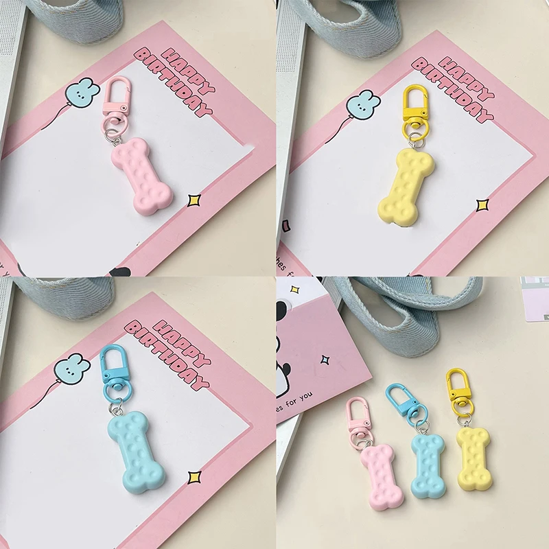 Kawaii Candy Color Dog Bone Keychain Cartoon Bone Keyring Cute Key Holder School Bag Pendant Najlepszy przyjaciel Prezenty