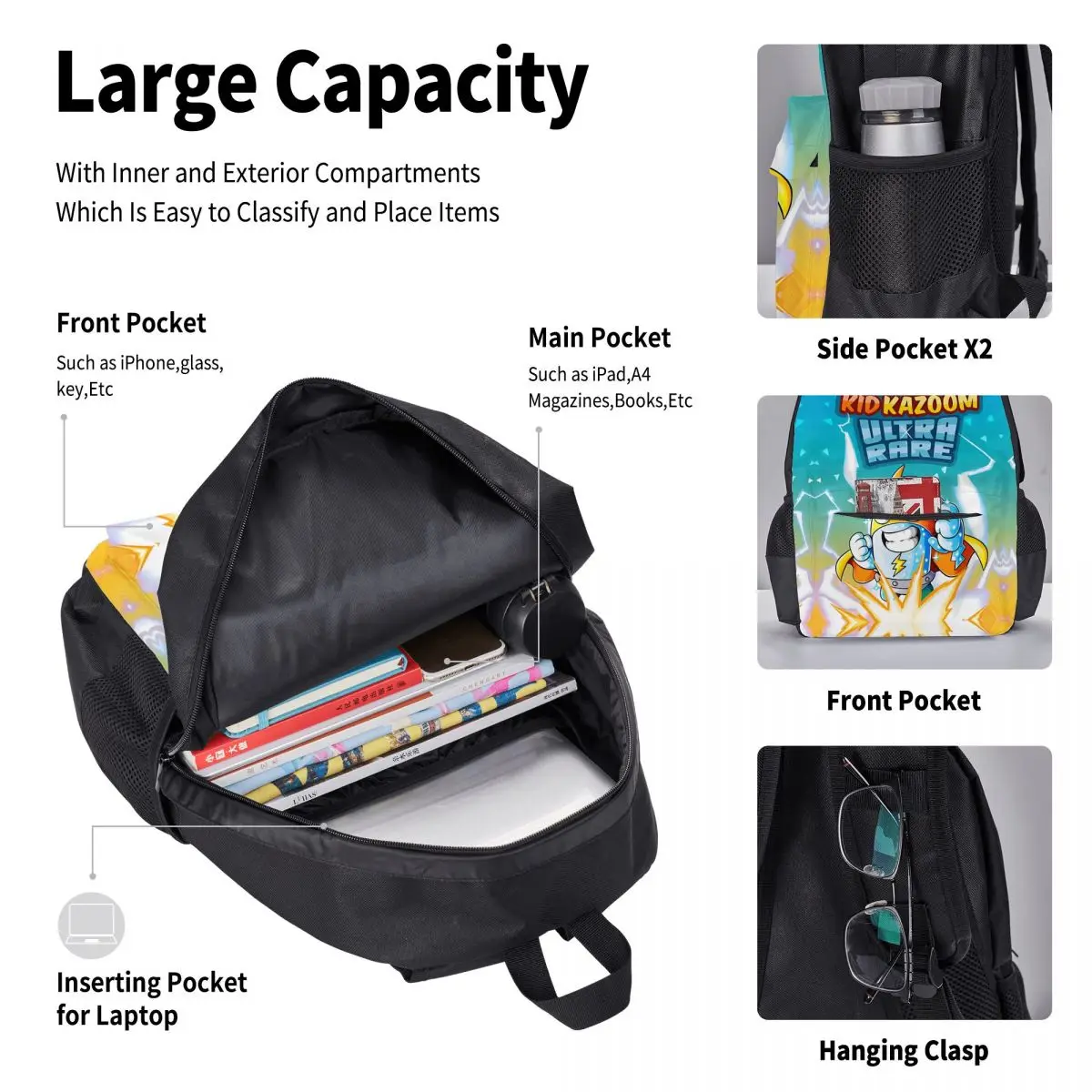 3pecs/set SuperThings Cartoon Backpack for Teenage Kazoom Power Kindergarten Daypack Lunch bag Pencil Case - view 4
