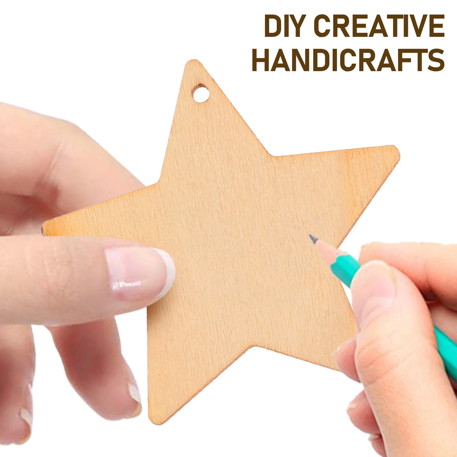 

50 set Wooden Star Shape Cutout Pentagram Diy Blank Unfinished Craft Slices For Home Decor Graffiti Wood Pentagram Cutouts
