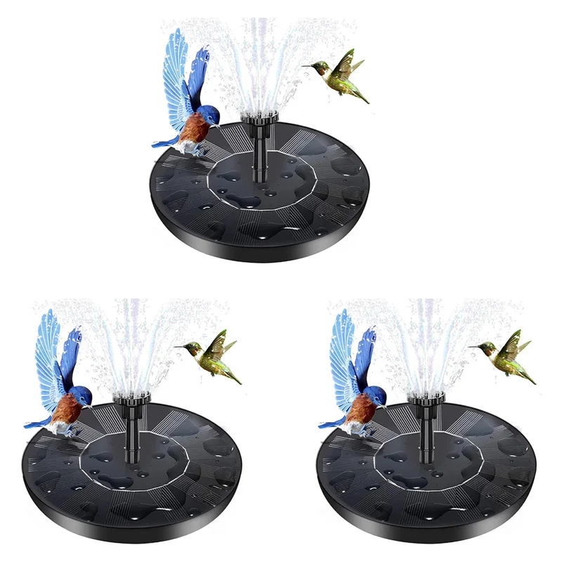 

ABMS-3X Solar Fountain, Solar Water Fountain With 6 Nozzles And Fixer, 6.3Inch Solar Fountain Pump For Bird Bath