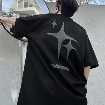 Summer Youthful Vitality Letter T-shirts Printed American Retro Loose Men's Clothing Short Sleeve Casual O-Neck Basic Pullovers