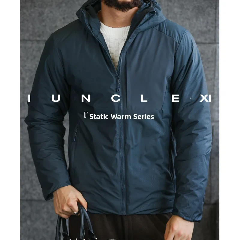 

Мужская утепленная хлопковая куртка с капюшоном для активного отдыха, модная городская модель с длинными рукавами на молнии