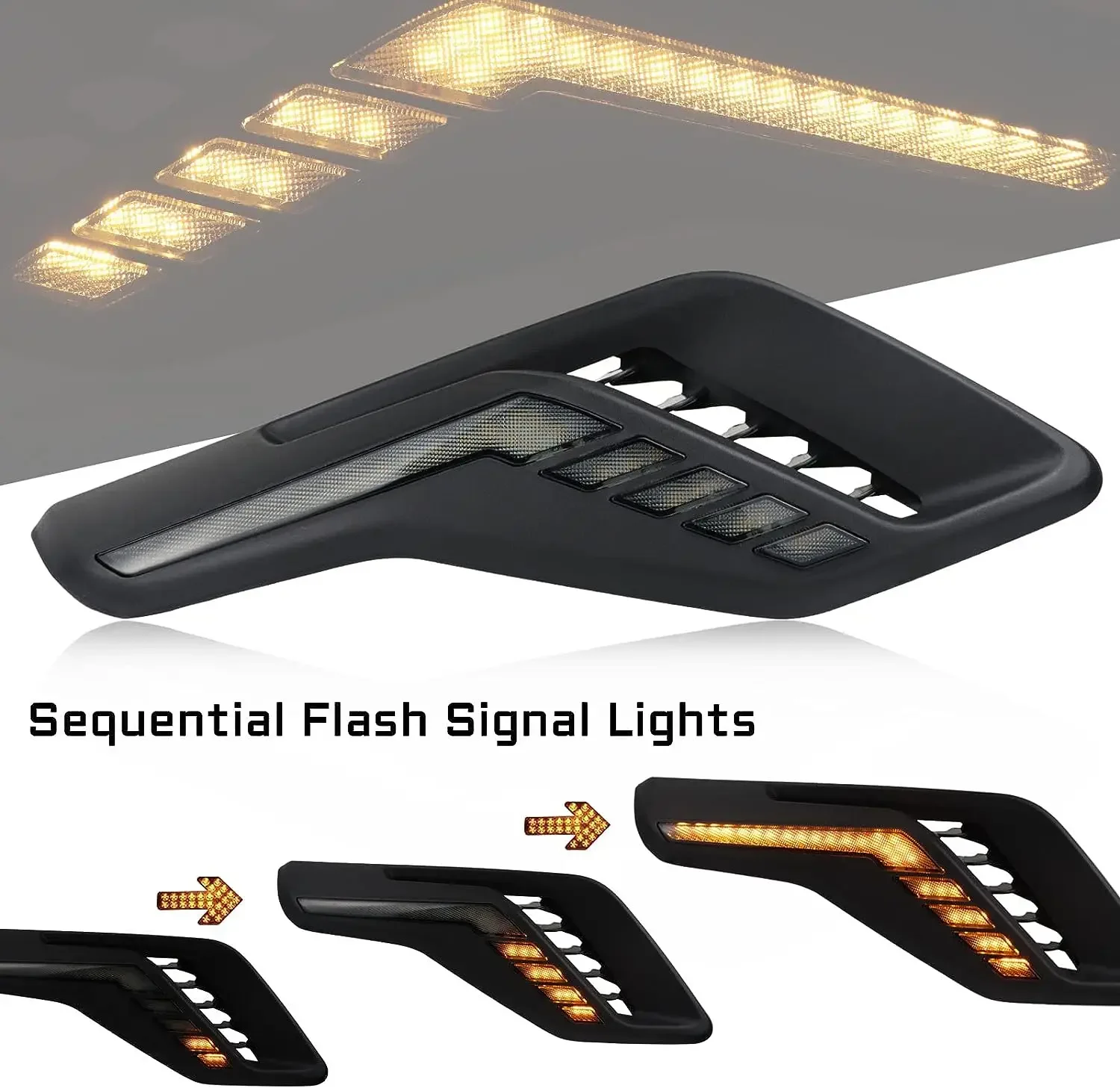 Front Fender Side Marker Clear LED Light Amber Sequential Flash Signal Lamp For Ford F150 Raptor Pickup 22-23